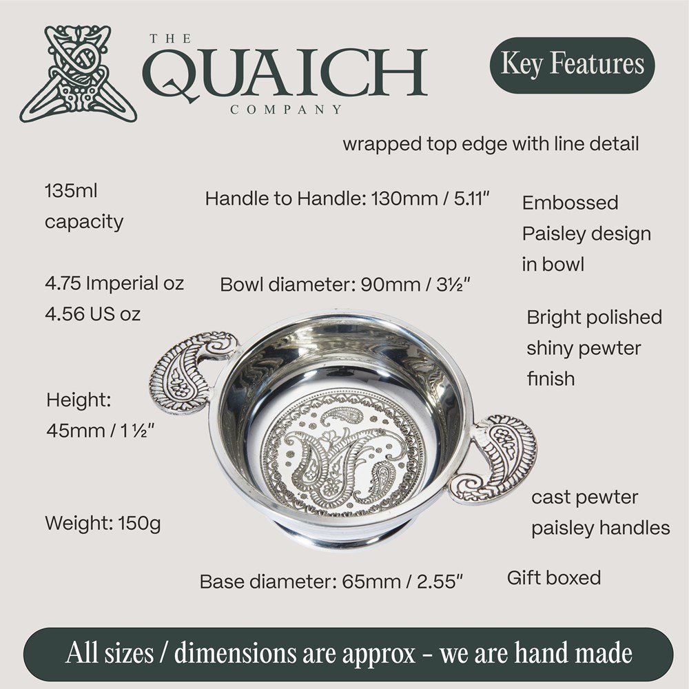 Paisley Standard Pewter Quaich