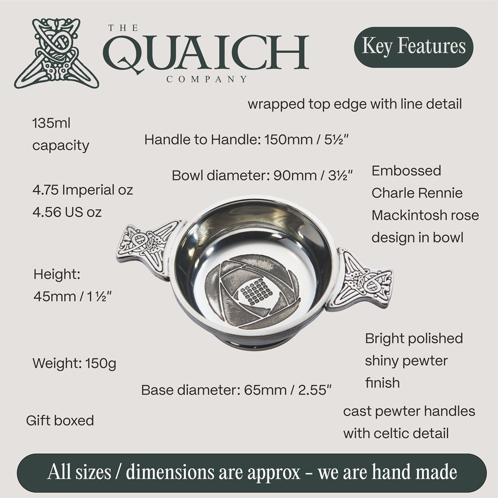 Charles Rennie Mackintosh Standard Pewter Quaich
