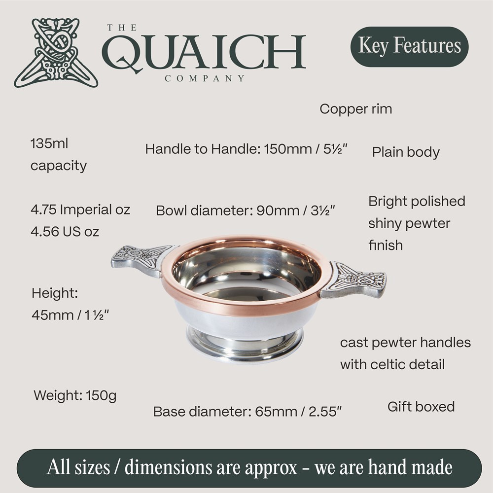 Copper Rim Standard Pewter Quaich Copper Rim Standard Pewter Quaich