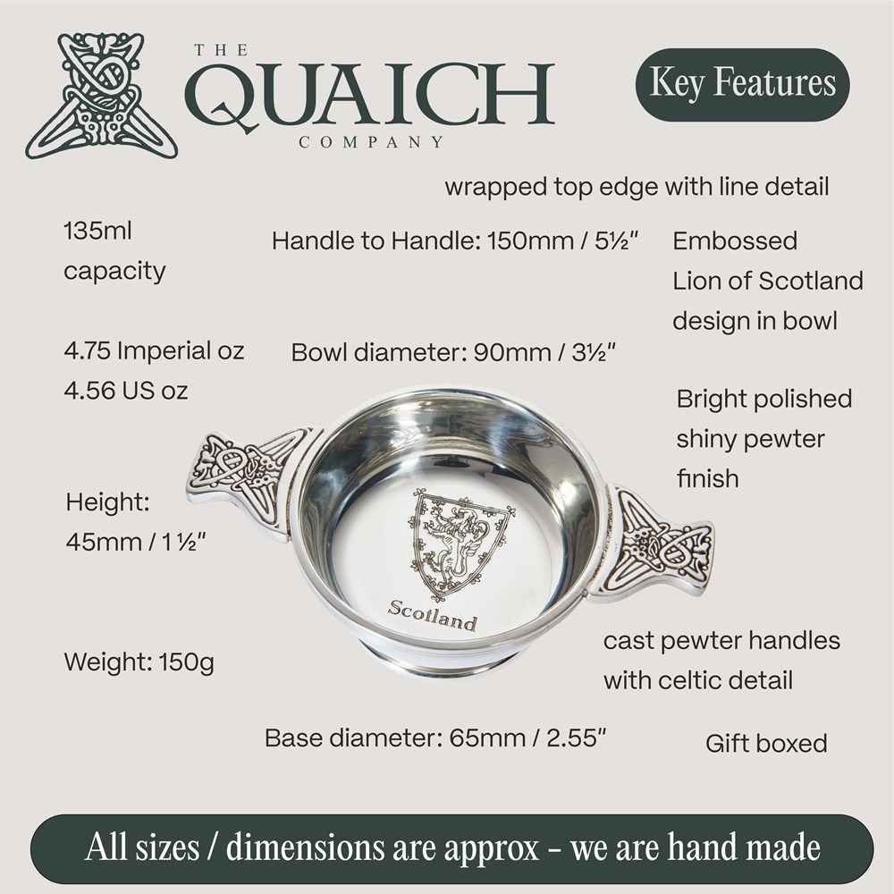 Lion Of Scotland Standard  Pewter Quaich