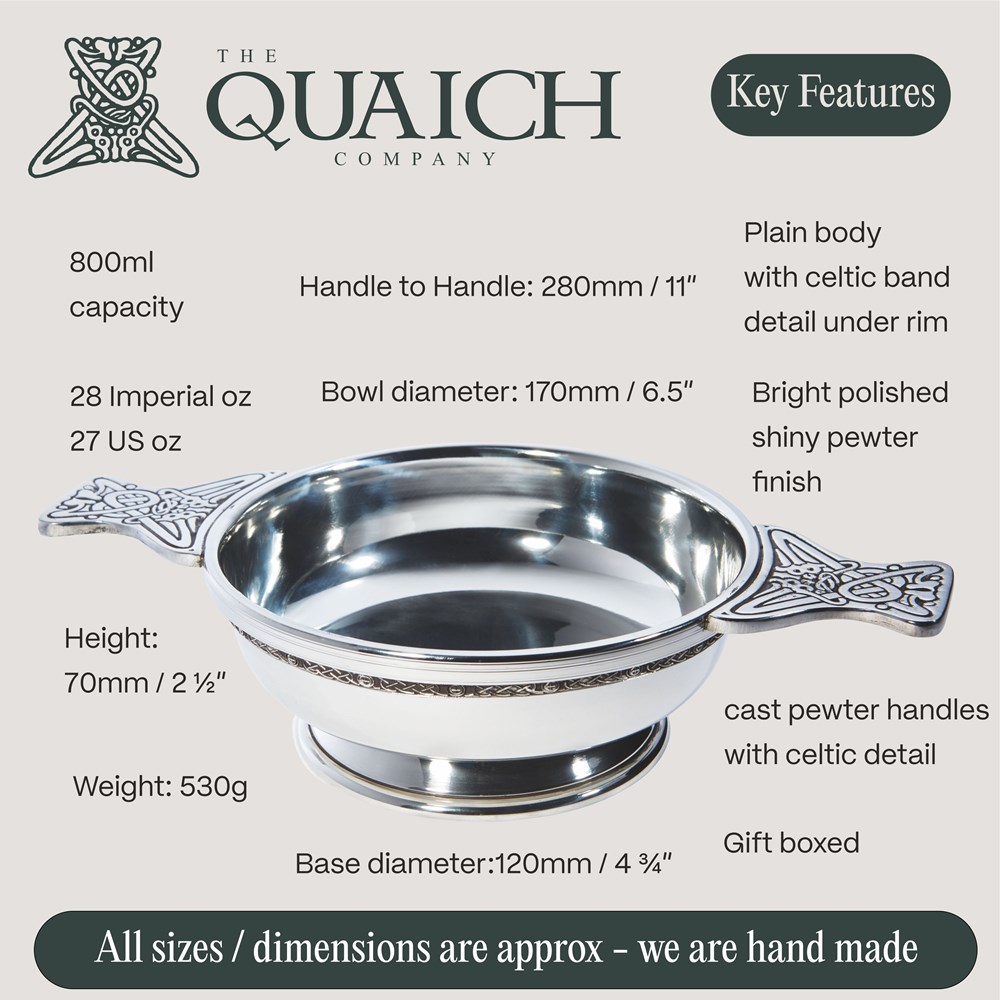 Extra Large Celtic Band Pewter Quaich Extra Large Celtic Band Pewter Quaich