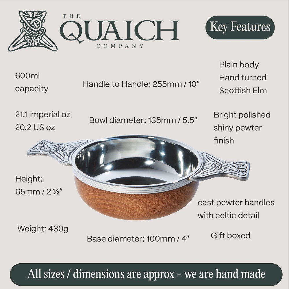 Wood And Pewter Large Plus "X" Quaich