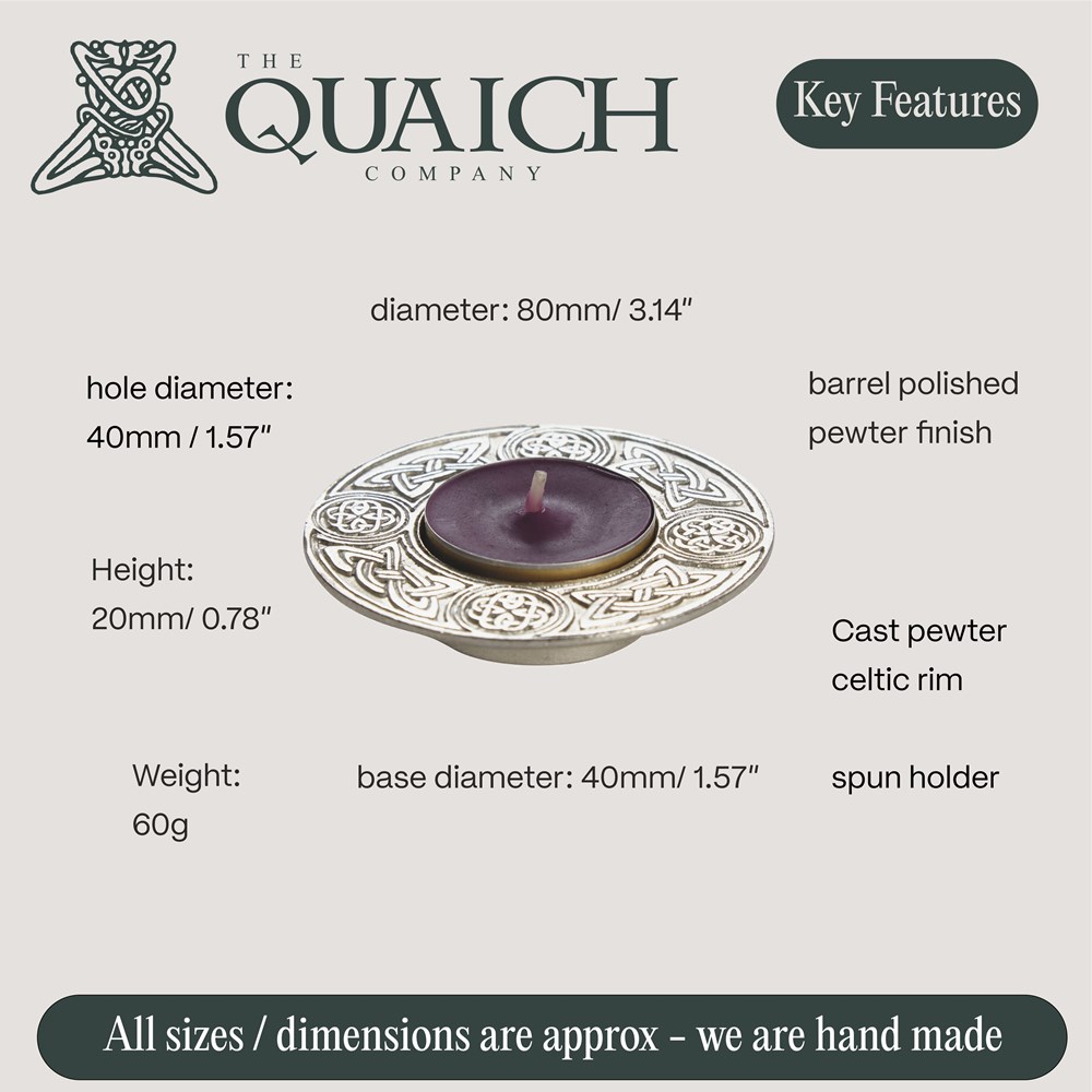 Round Celtic Cast Pewter T-Lite Candle Holder Round Celtic Cast Pewter T-Lite Candle Holder