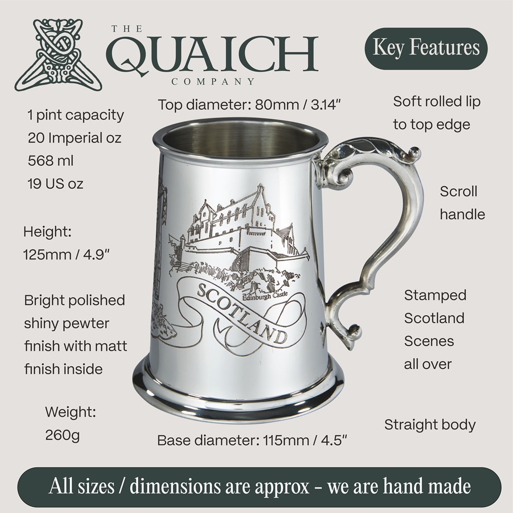 Scotland One Pint Pewter Tankard Scotland One Pint Pewter Tankard