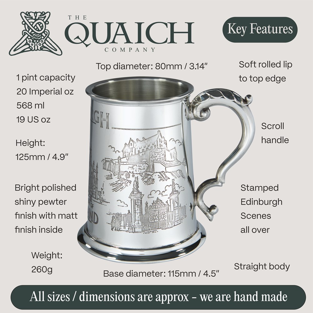 Edinburgh Scene Pewter Tankard