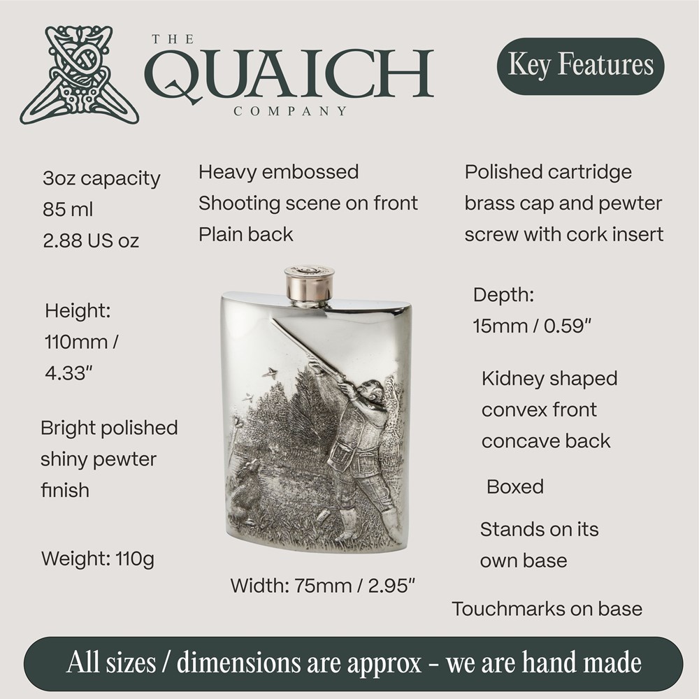 Embossed Shooting 3oz Top Pocket Flask Embossed Shooting 3oz Top Pocket Flask