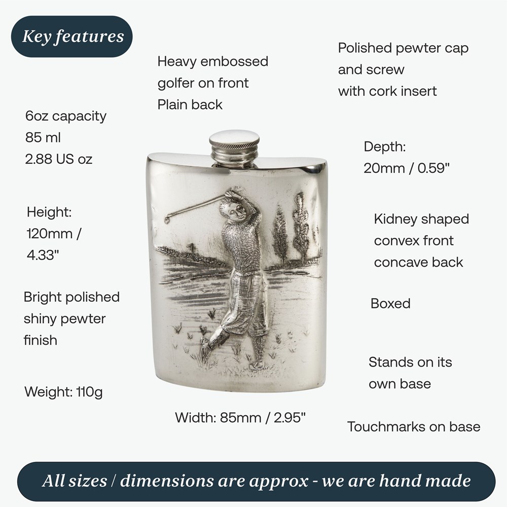 6oz Embossed Golfer Flask