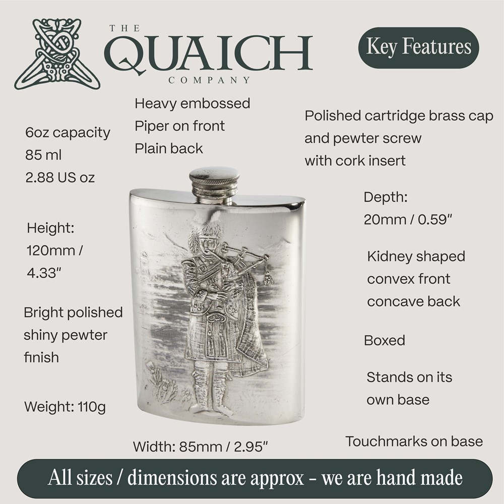 Embossed 6oz Piper Flask