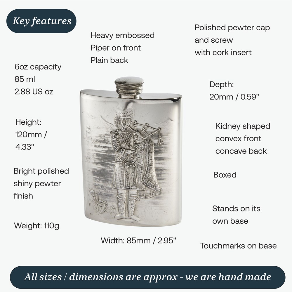 6oz Embossed Piper Flask