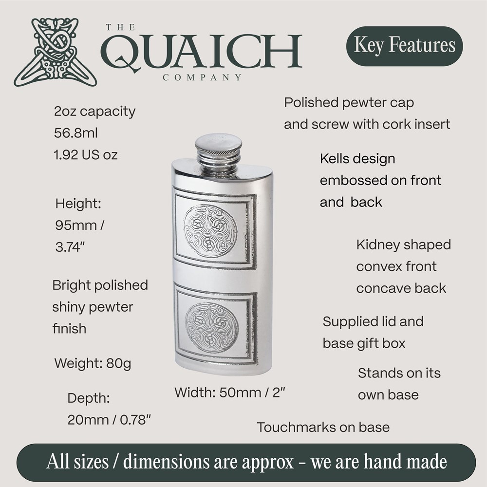 Kells 2oz Pewter Purse Flask Kells 2oz Pewter Purse Flask