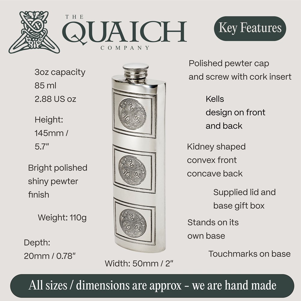 Kells Pewter 3oz Purse Flask Kells Pewter 3oz Purse Flask