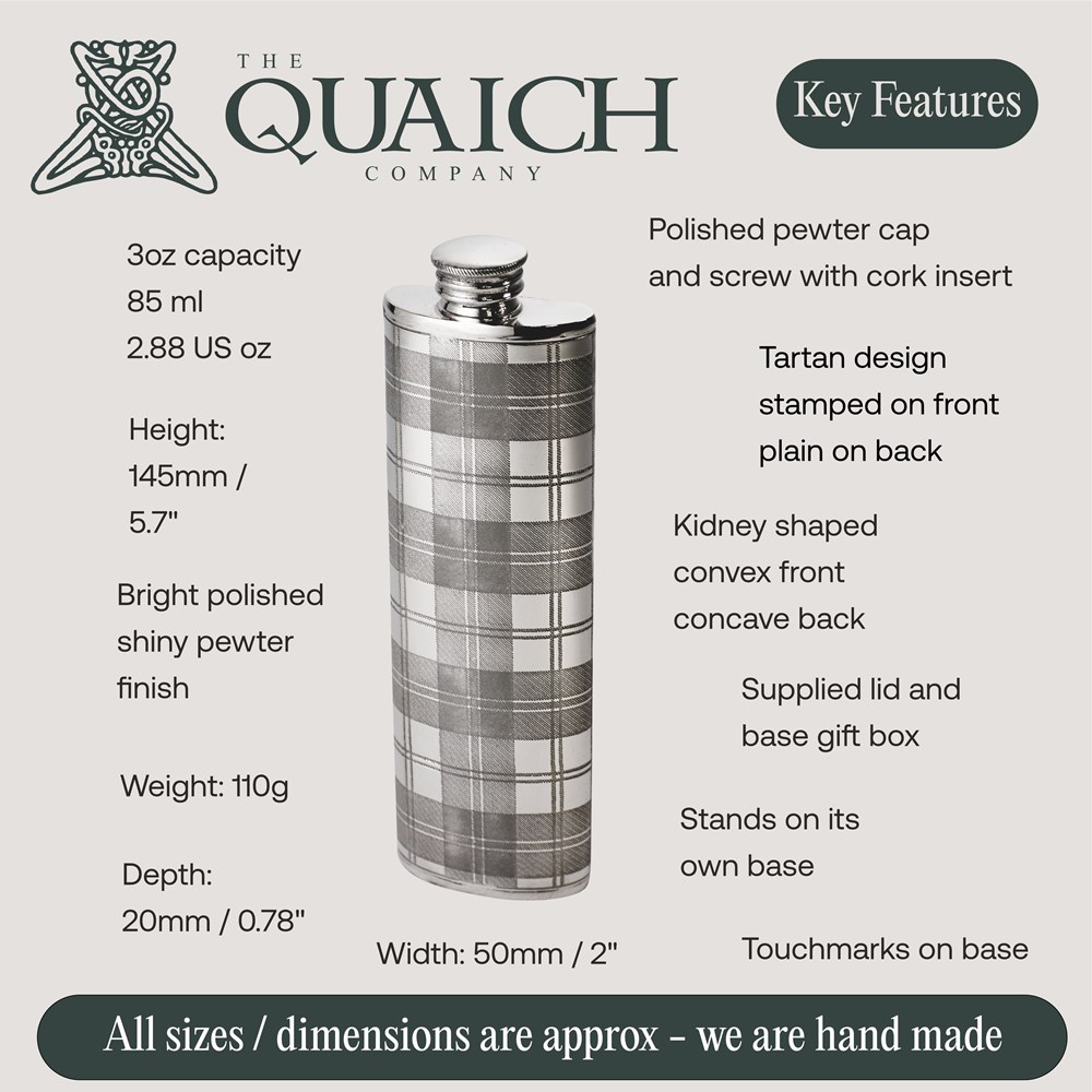 Tartan 3oz Pewter Purse Flask