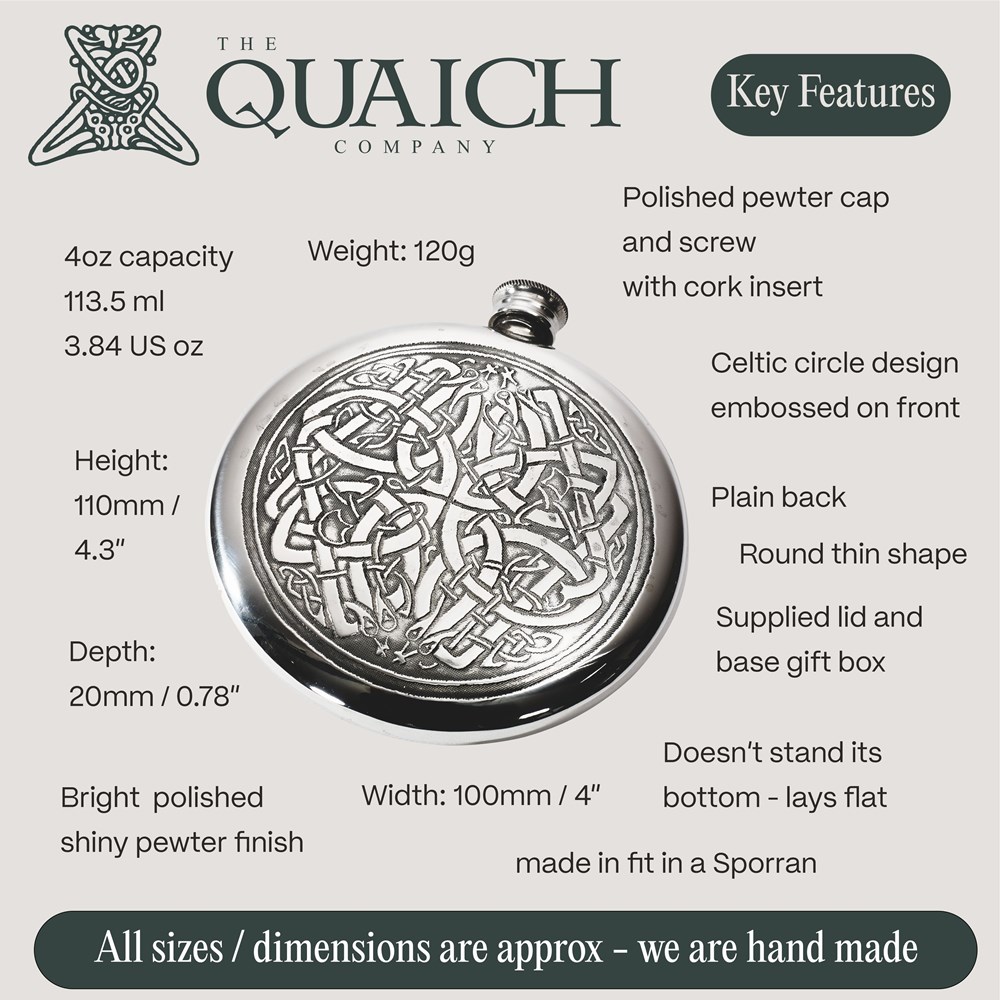 Celtic Circle Pewter Sporran Flask Celtic Circle Pewter Sporran Flask