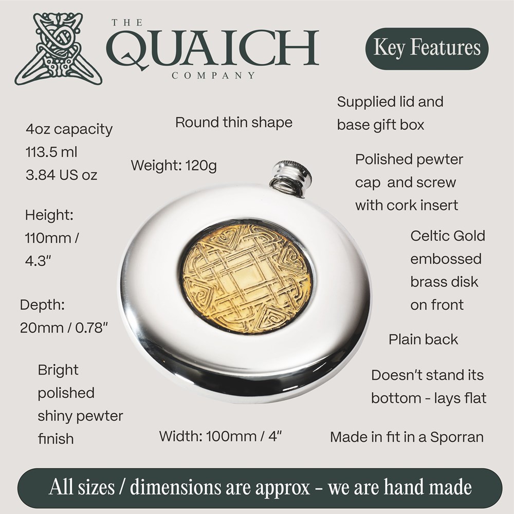 Celtic Gold Pewter Sporran Flask