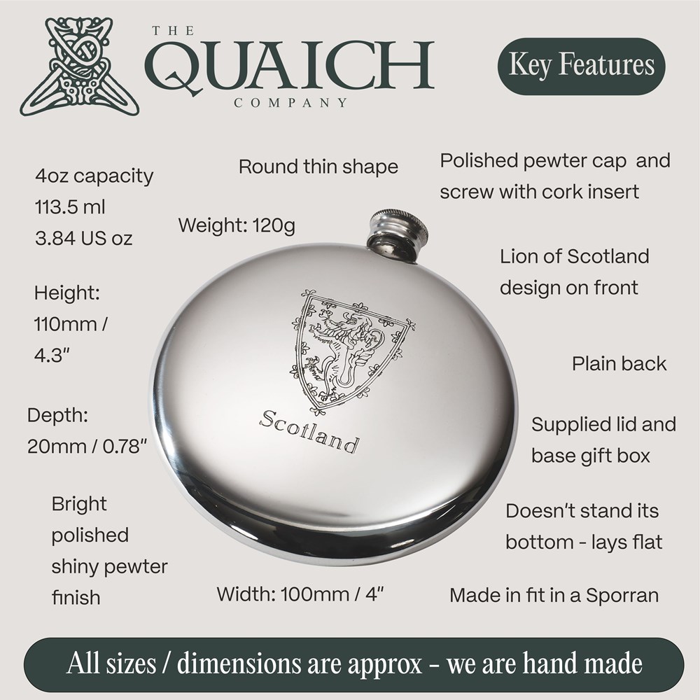 Lion Of Scotland 4oz Pewter Sporran Flask
