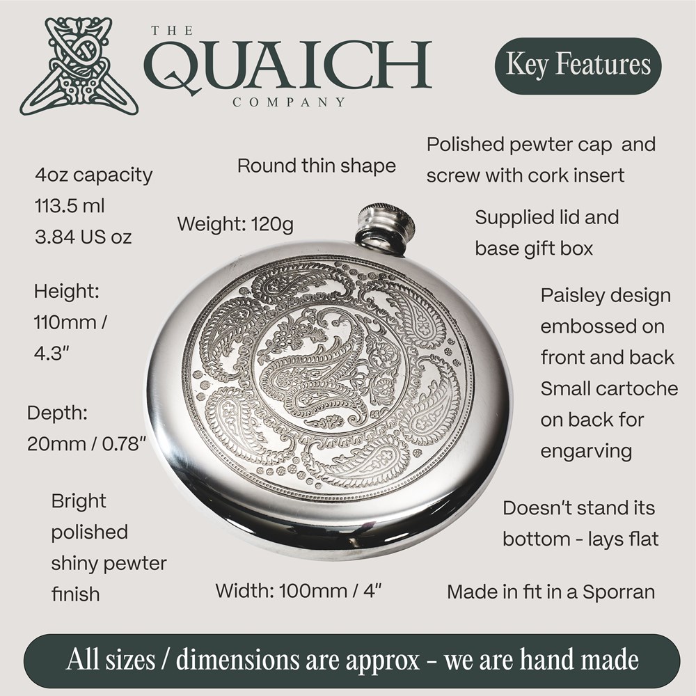 Paisley Pewter Sporran Flask Paisley Pewter Sporran Flask