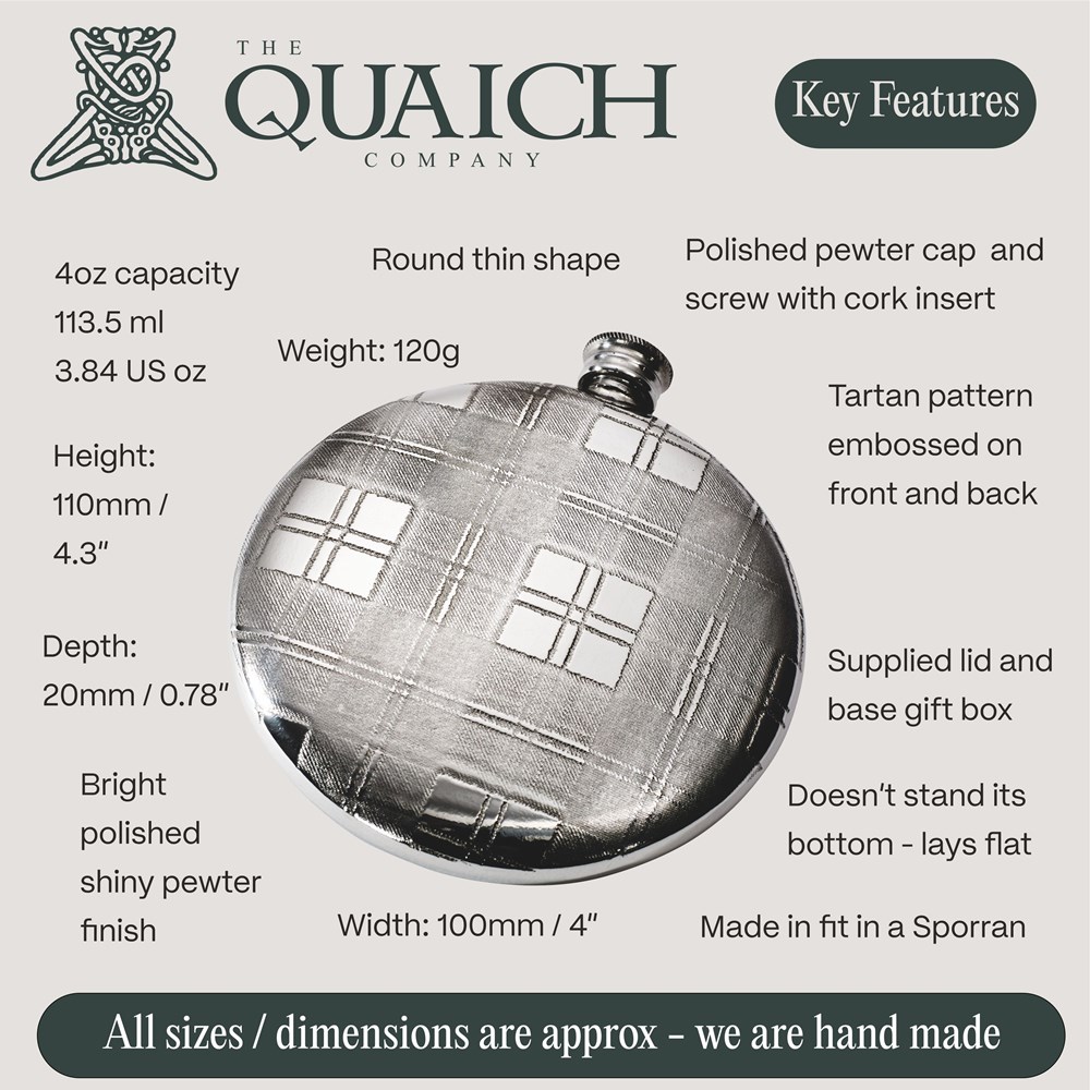 Tartan Pewter Sporran Flask Tartan Pewter Sporran Flask