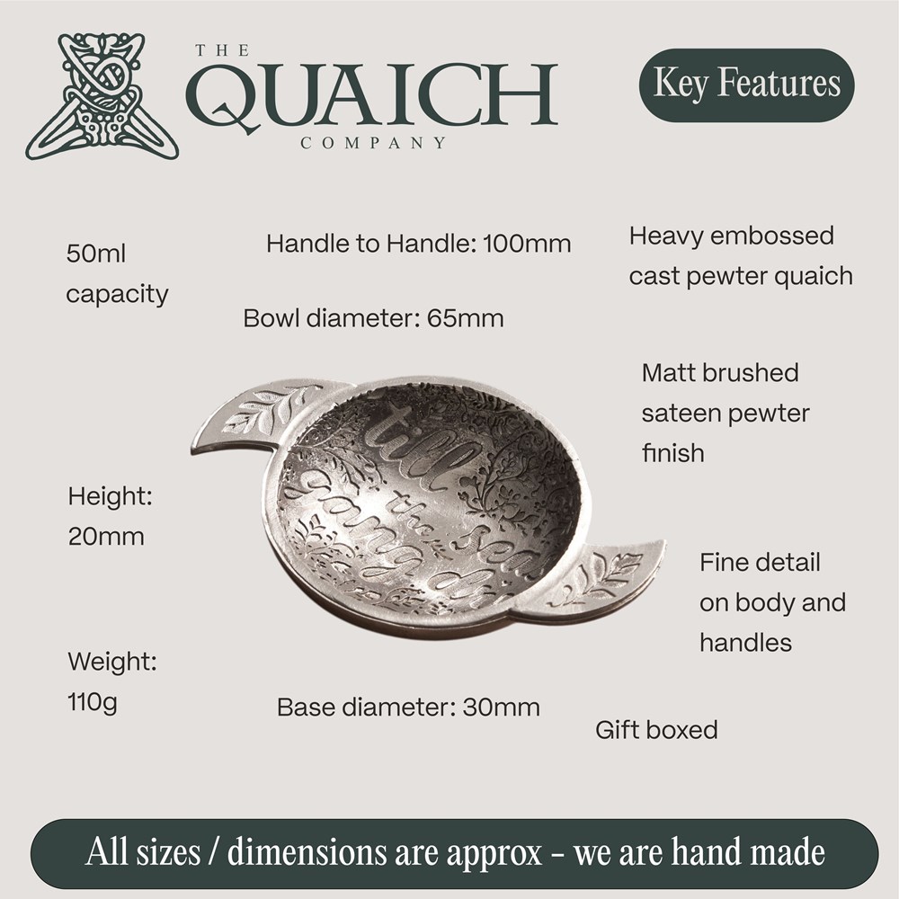 Till the Seas cast 2.5" pewter Quaich