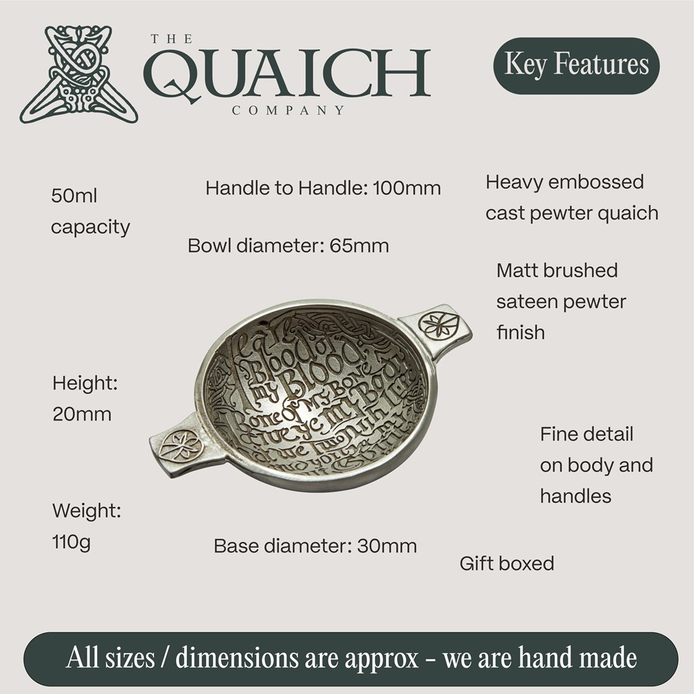 Blood of my Blood 2.5" Cast Pewter Quaich