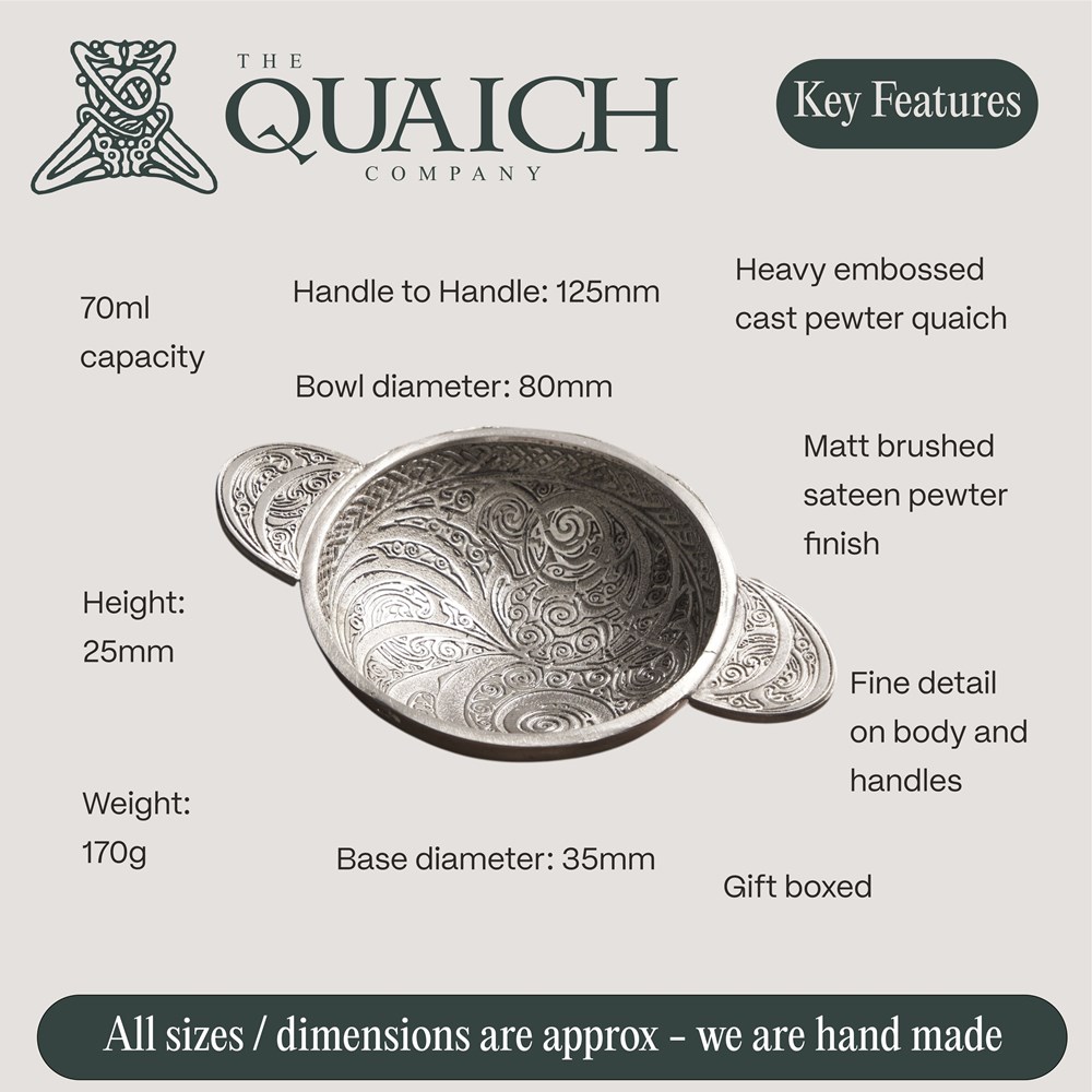 Celtic Spirals Cast 3" Pewter Quaich