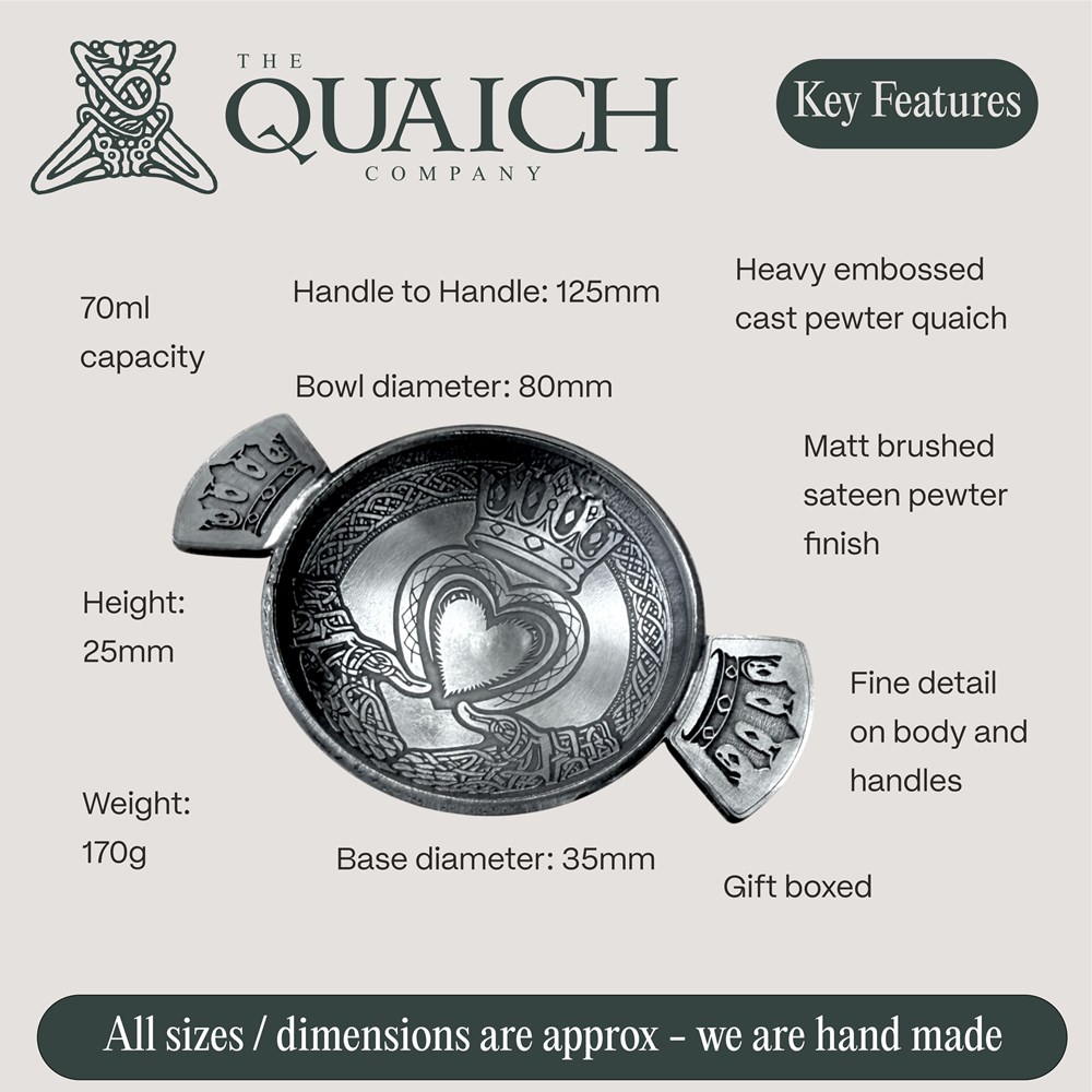 Claddagh Cast 3" Pewter Quaich Claddagh Cast 3" Pewter Quaich