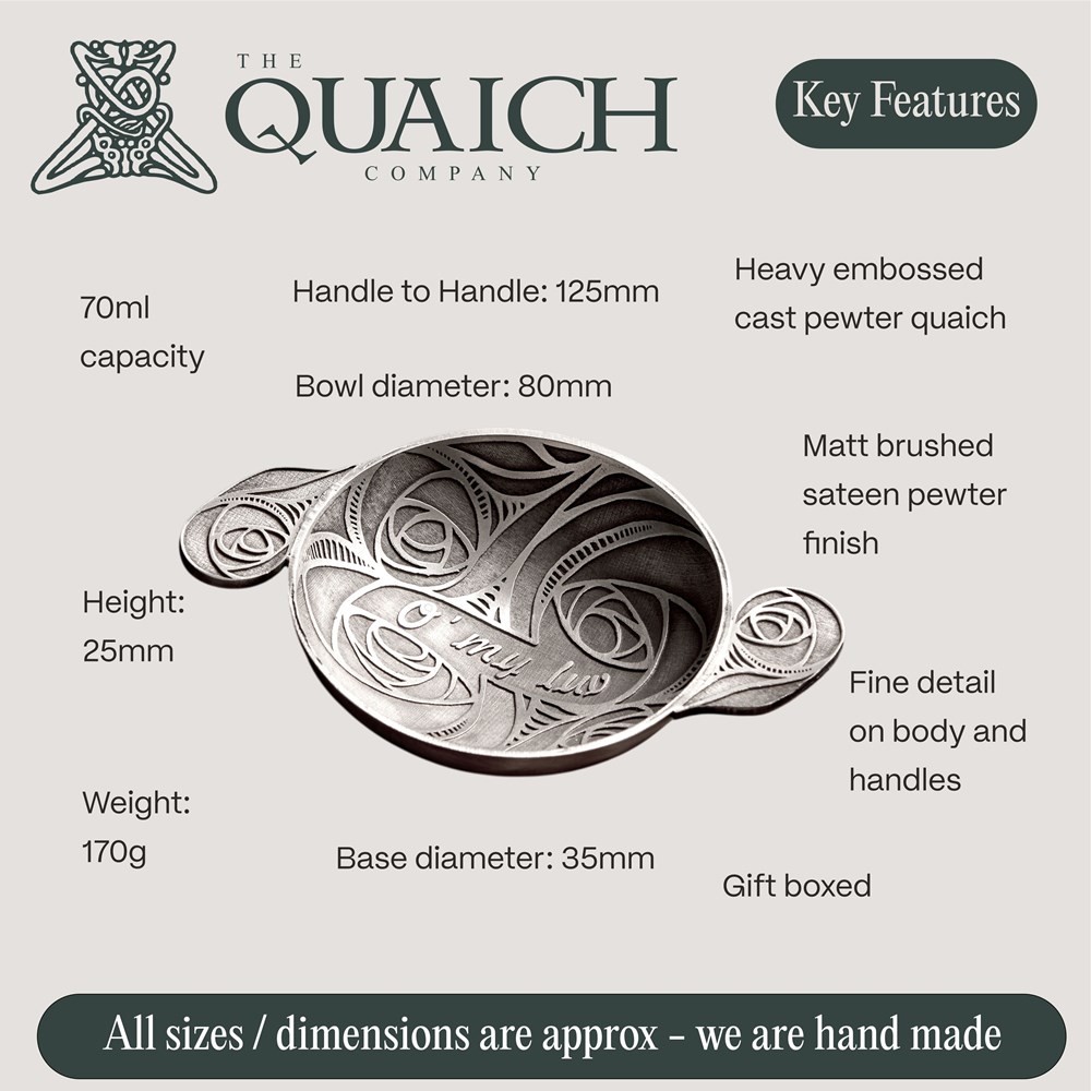 "O my Luv" Cast 3" Pewter Quaich