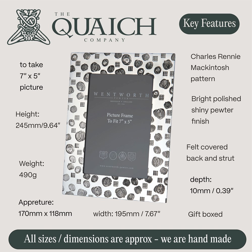 Charle Rennie Mackintosh Pewter 7"X5" Picture Frame Charle Rennie Mackintosh Pewter 7"X5" Picture Frame