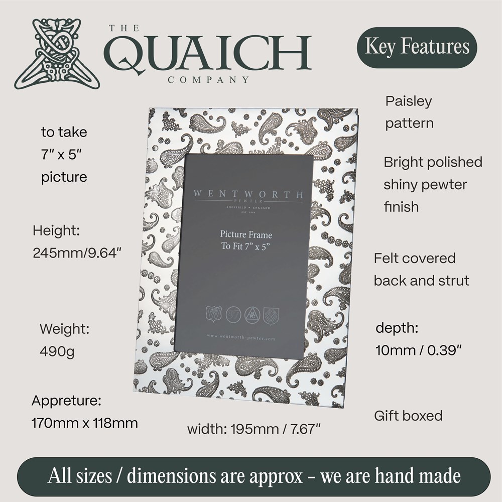 Paisley 7"X5" Pewter Picture Frame Paisley 7"X5" Pewter Picture Frame