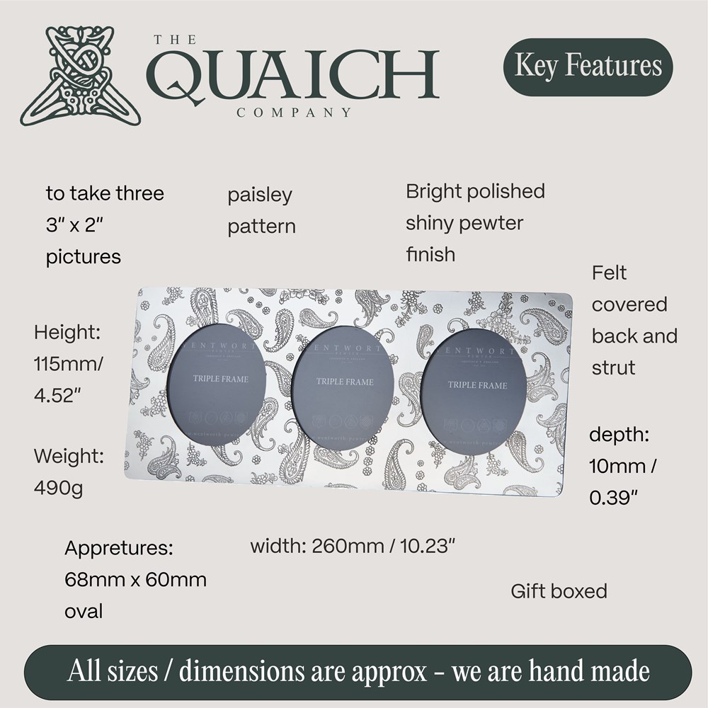 Paisley Pewter Triple Picture Frame Paisley Pewter Triple Picture Frame