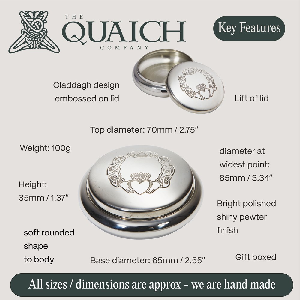 Claddagh Pewter Georgian Trinket Box Claddagh Pewter Georgian Trinket Box