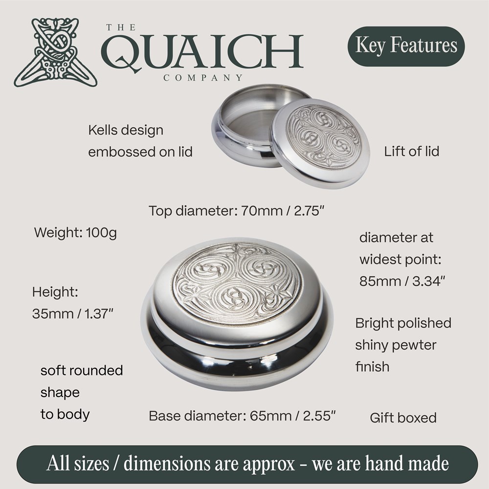 Kells Round Pewter Trinket Box Kells Round Pewter Trinket Box