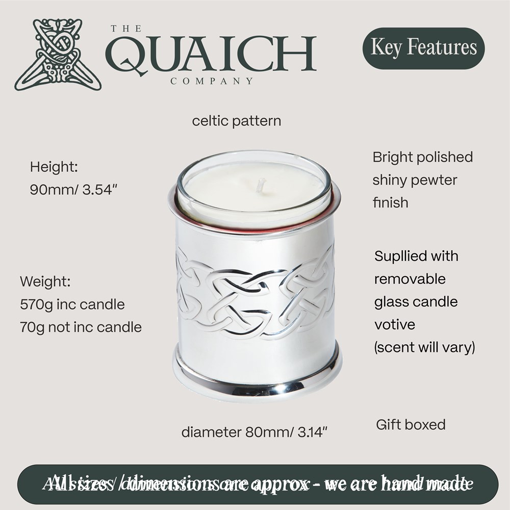 Embossed Celtic Pewter Candle Votive