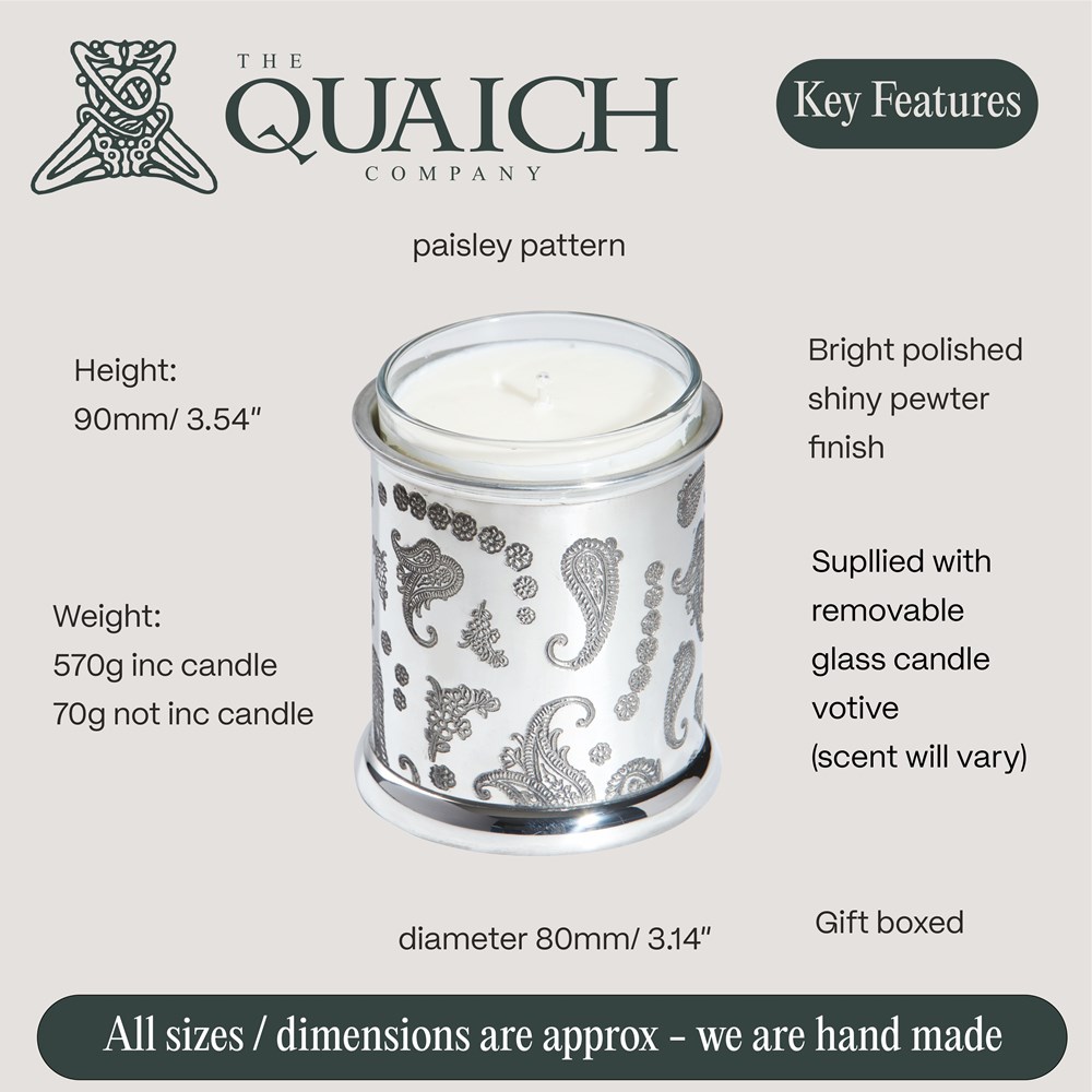 Paisley Pewter Candle Votive Holder Paisley Pewter Candle Votive Holder