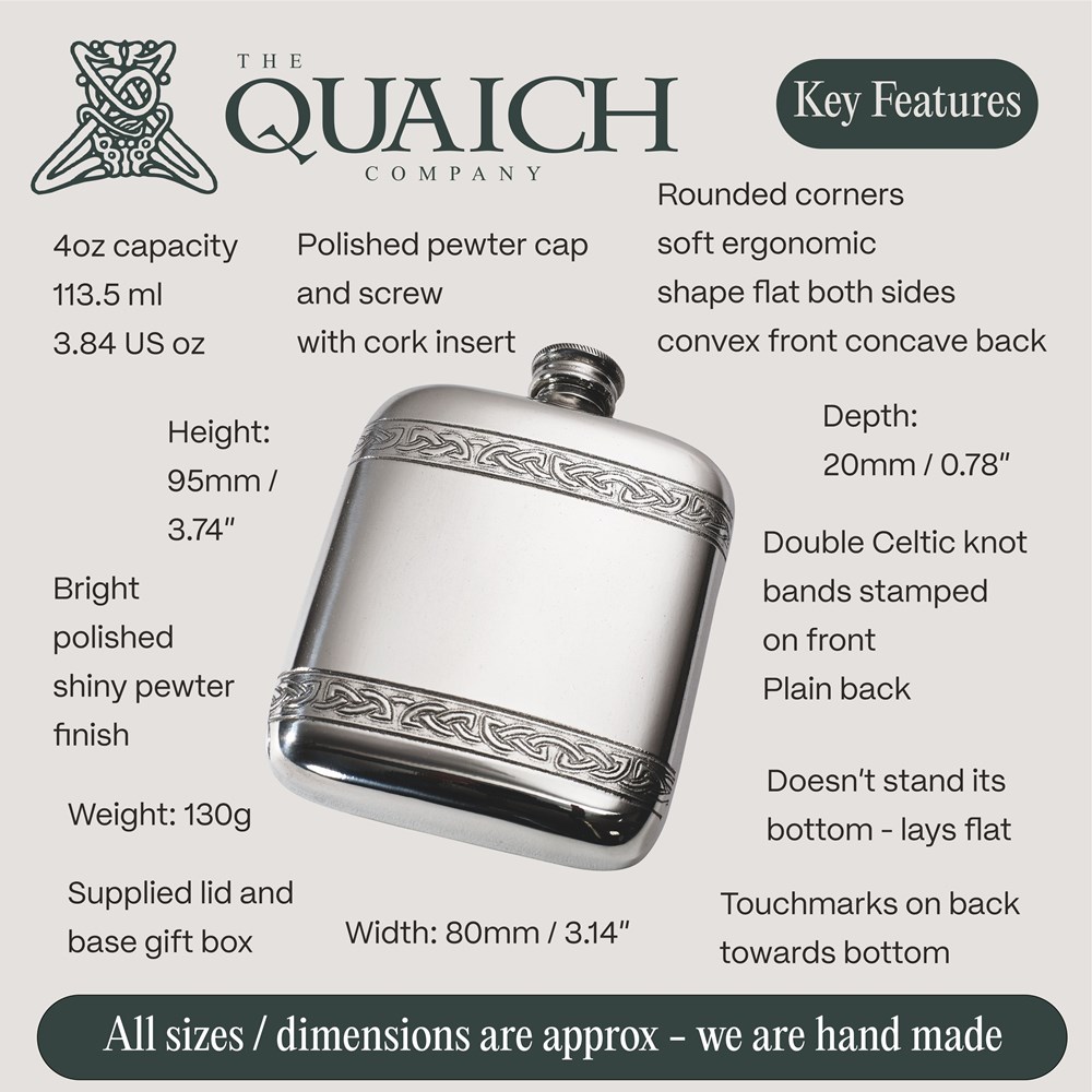 Celtic Bands Pewter 4oz Pocket Flask