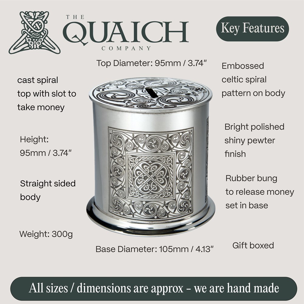 Celtic Spiral Pewter Money Box