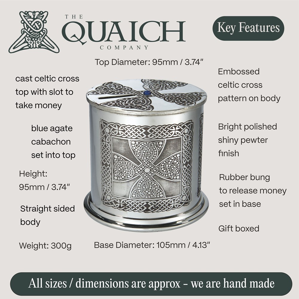 Celtic Cross Pewter Money Box