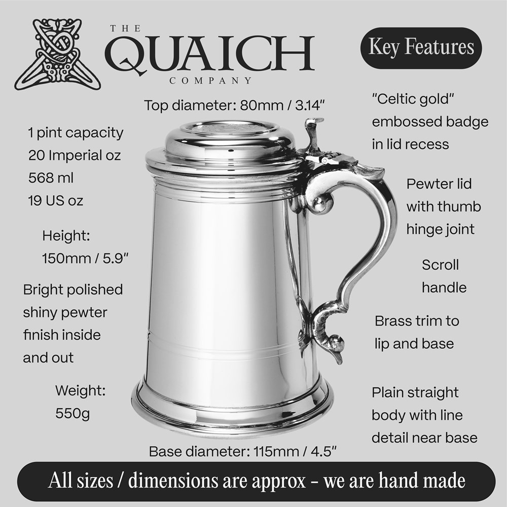 Heavy Lidded Celtic Gold Pewter And Brass Tankard Heavy Lidded Celtic Gold Pewter And Brass Tankard