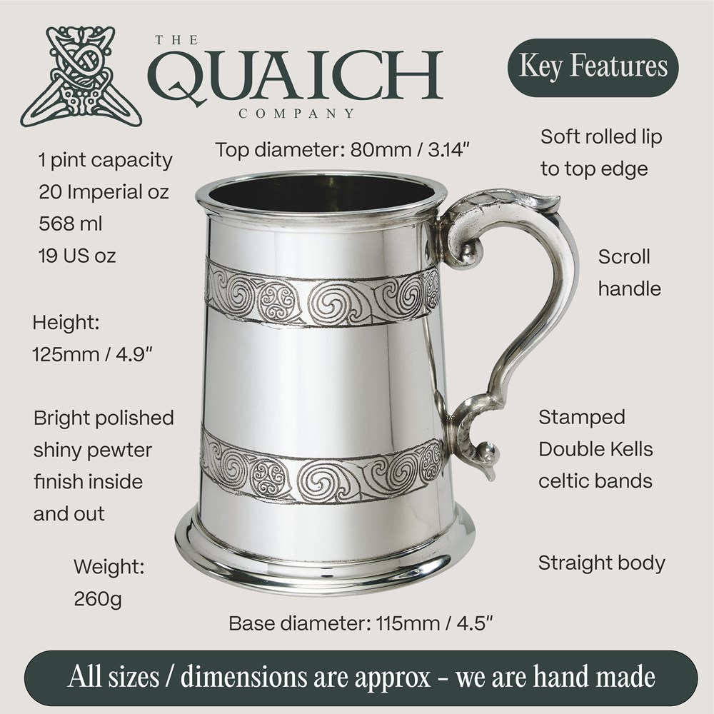 Kells One Pint Pewter Tankard