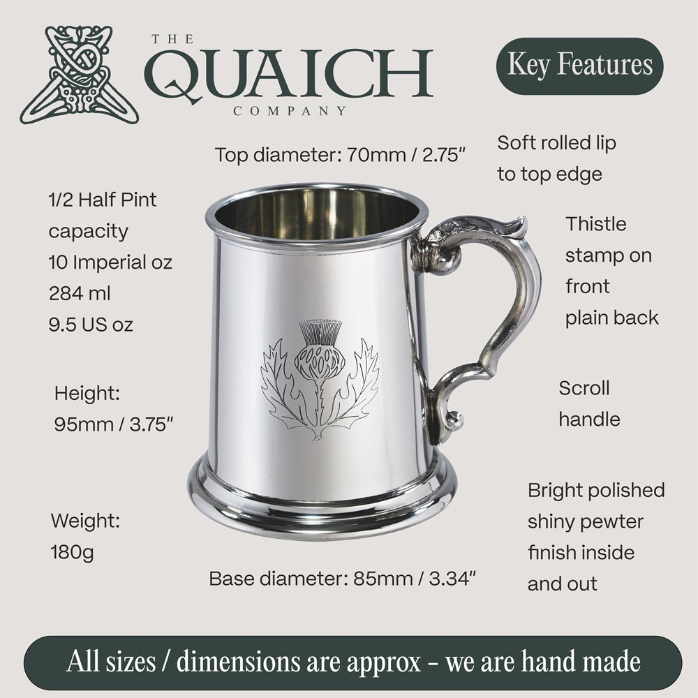 Thistle Stamp Half Pint Pewter Tankard Thistle Stamp Half Pint Pewter Tankard