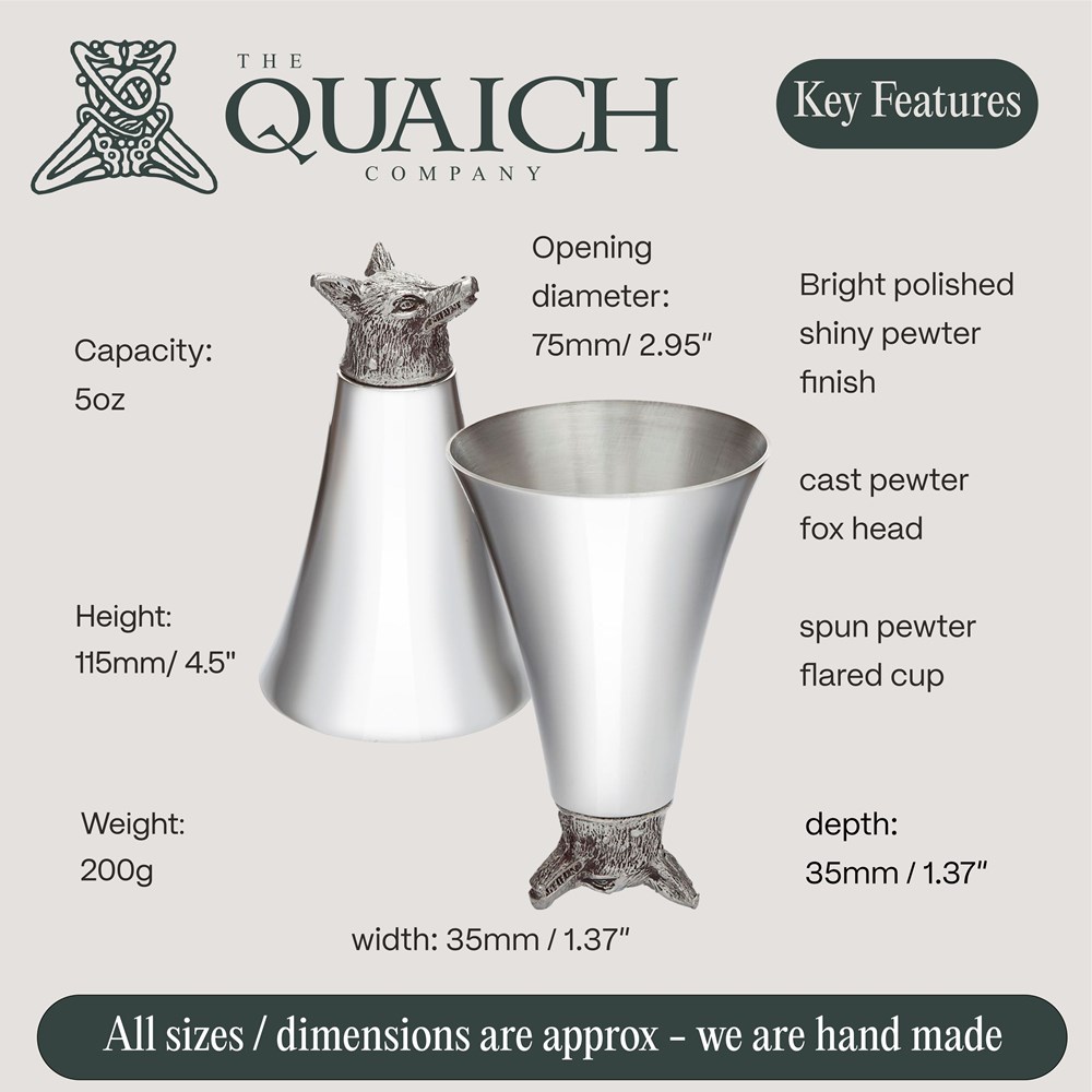 Fox Head 5oz Pewter Jigger Cup