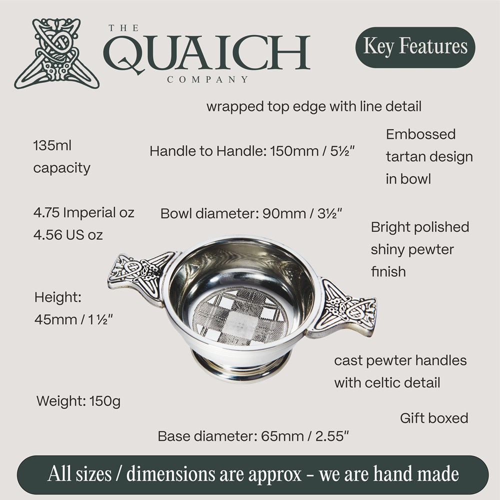 Tartan Small Pewter Quaich Tartan Small Pewter Quaich
