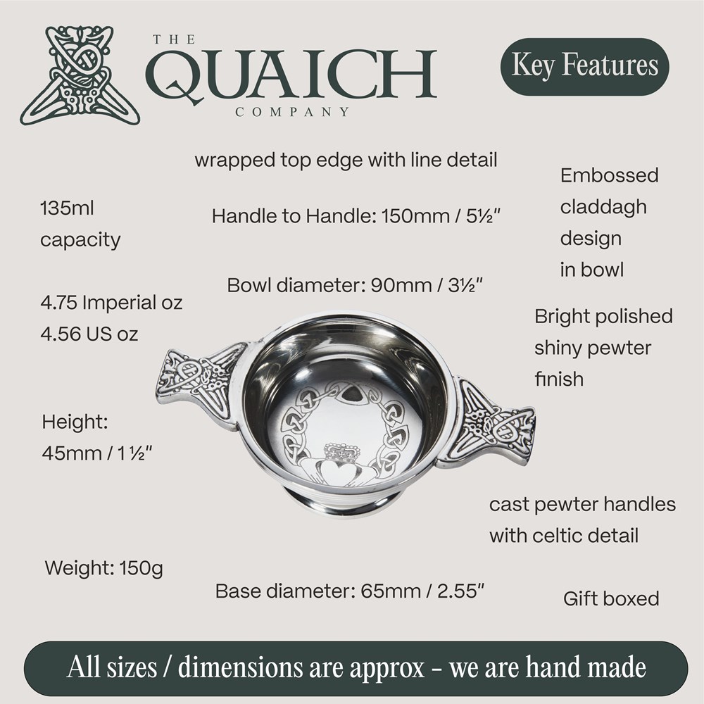 Claddagh Small Pewter Quaich