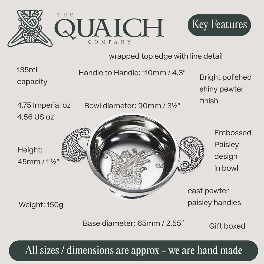 Paisley Small Pewter Quaich