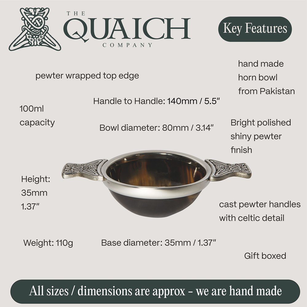 Horn And Pewter Medium Quaich