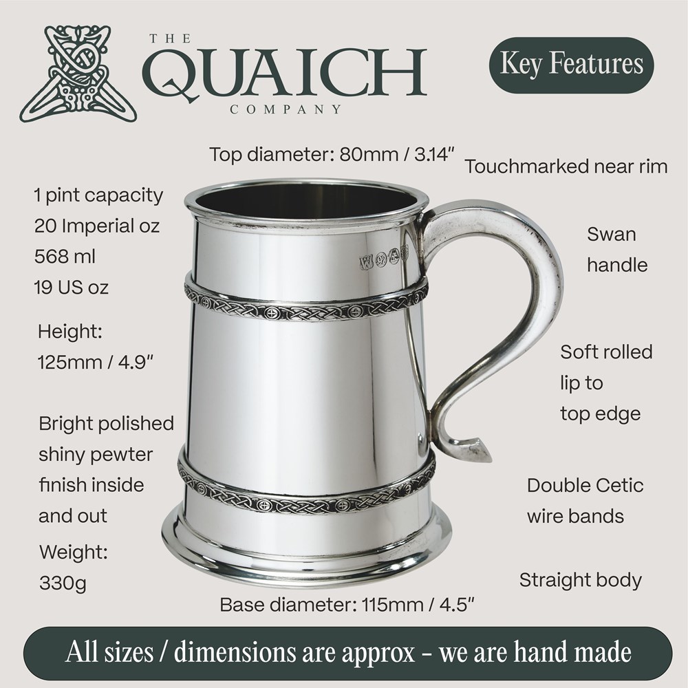 Double Celtic Bands Pewter Tankard