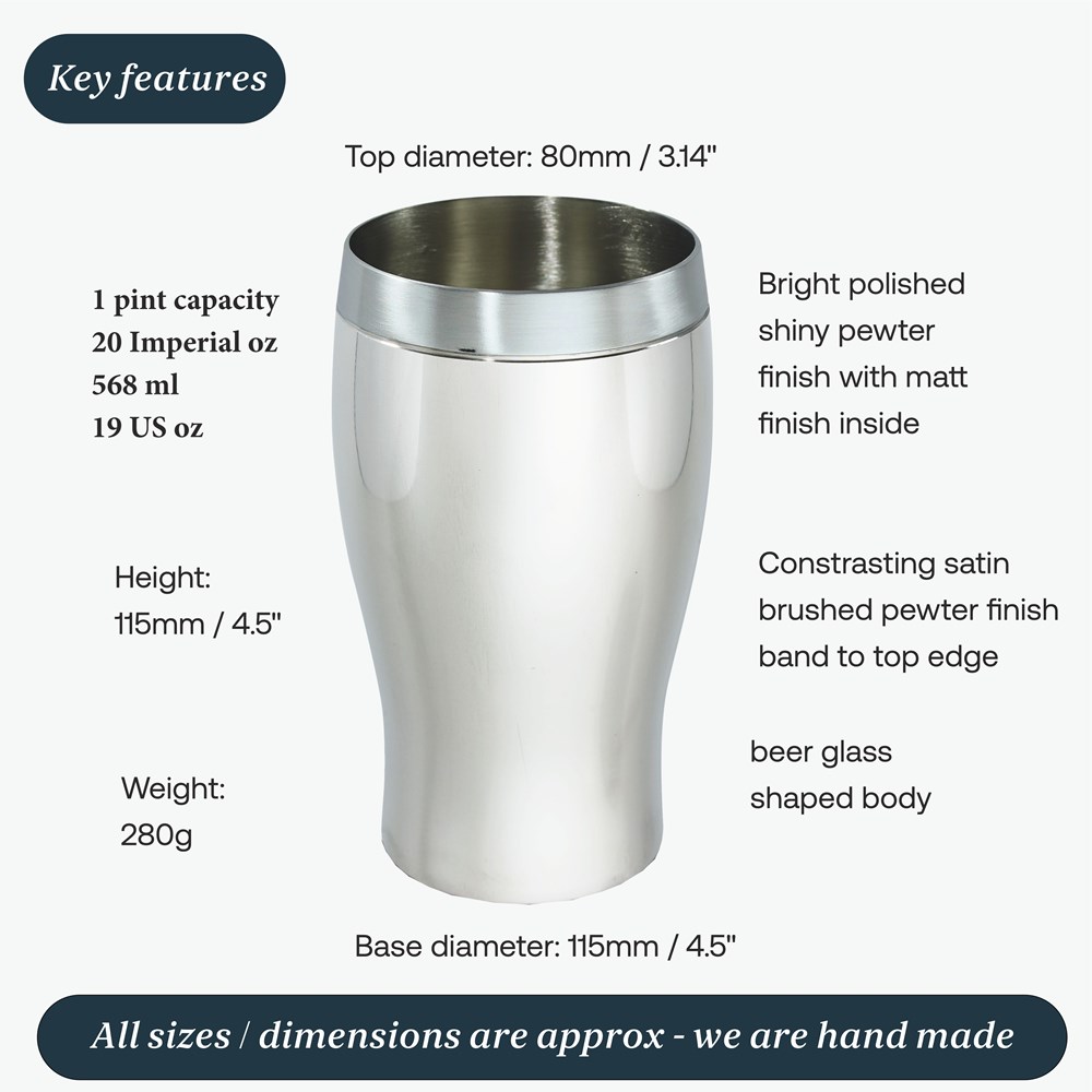 One Pint Pewter Beaker Beer Glass One Pint Pewter Beaker Beer Glass