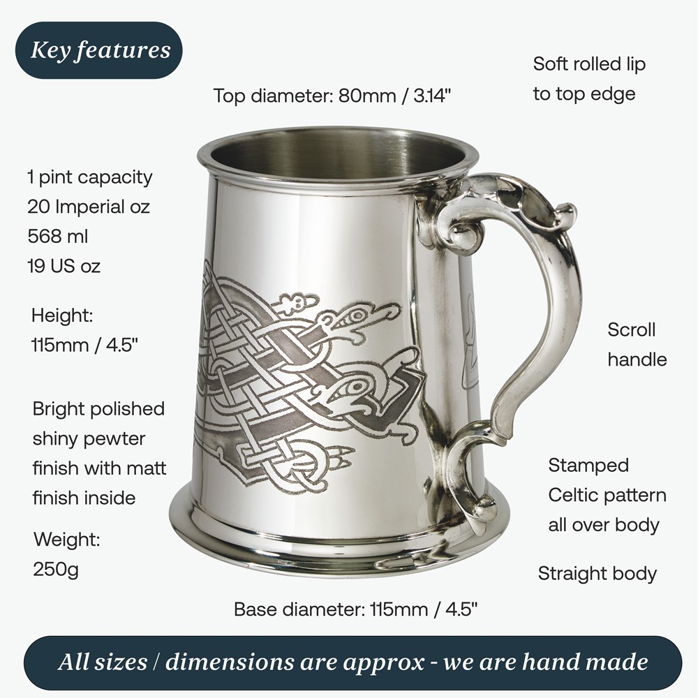 Celtic Birds One Pint Pewter Tankard Celtic Birds One Pint Pewter Tankard