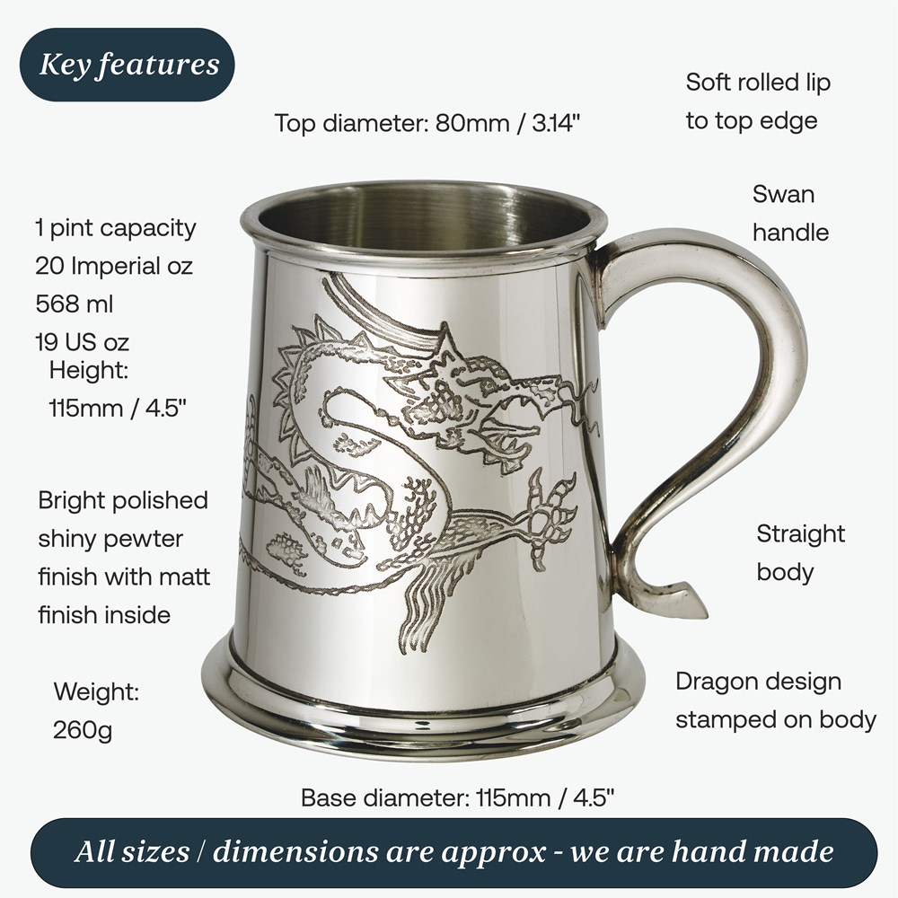 Chinese Dragon One Pint Pewter Tankard Chinese Dragon One Pint Pewter Tankard