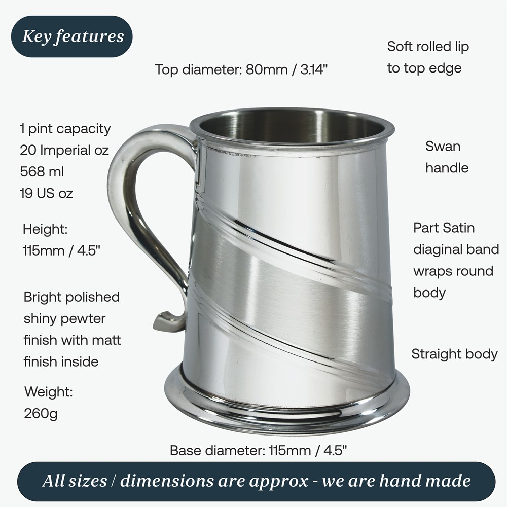 Diagonal Stripe One Pint Pewter Tankard Diagonal Stripe One Pint Pewter Tankard
