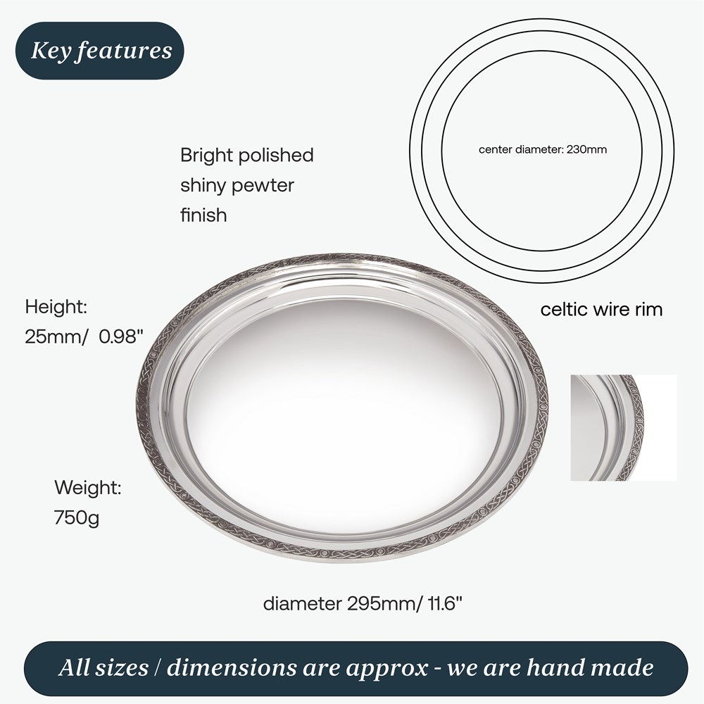 Large Celtic Rim Pewter Tray Large Celtic Rim Pewter Tray